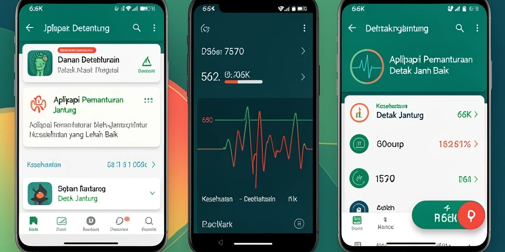 Antarmuka aplikasi 66K menampilkan pengukuran detak jantung dengan jelas.