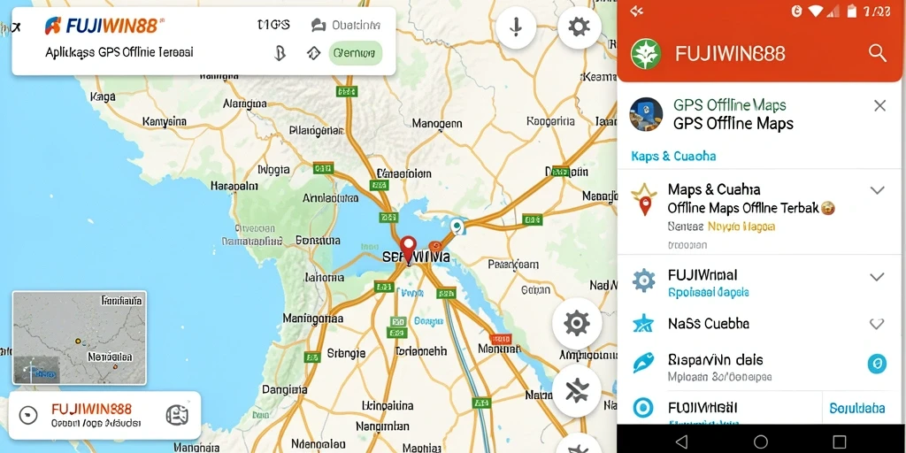 Tampilan antarmuka aplikasi FUJIWIN88 untuk navigasi GPS Offline Maps.