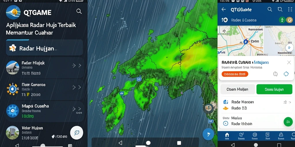 Tampilan antarmuka QTGAME dengan fungsi Radar Hujan yang interaktif.