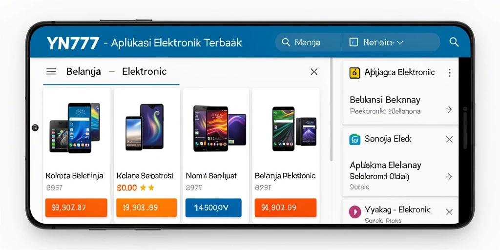 Antarmuka aplikasi YN777 yang menarik untuk belanja elektronik.