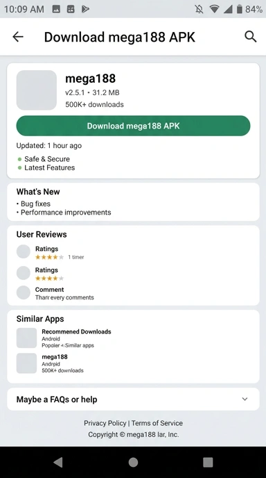 Tampilan halaman APK mega188