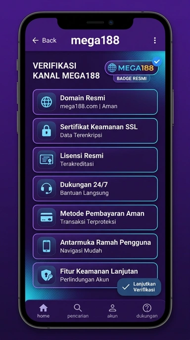 Tampilan kanal resmi mega188